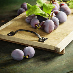 High angle view of fruits on table