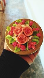 High angle view of rose bouquet