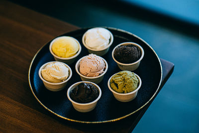 High angle view of food on table