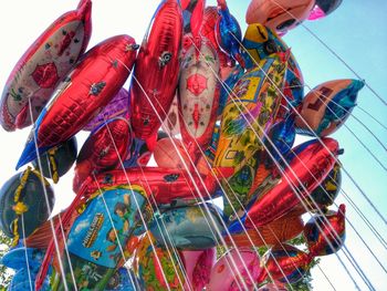 Low angle view of multi colored lanterns