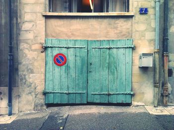 Closed door of building