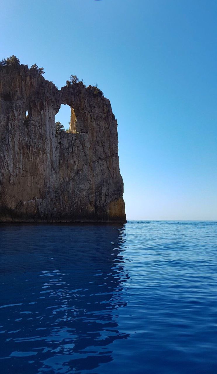 SCENIC VIEW OF SEA AGAINST CLEAR SKY