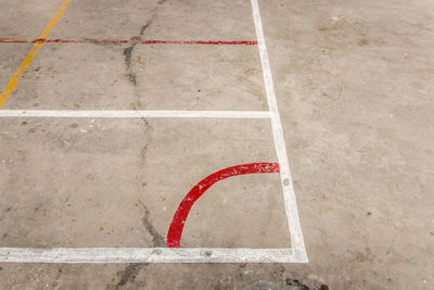 High angle view of basketball court