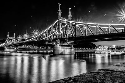 Bridge over river at night