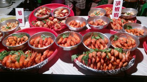 High angle view of food in market