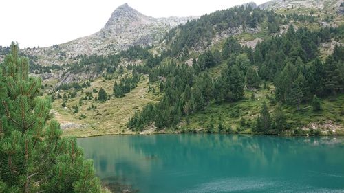 Scenic view of lake and mountains
