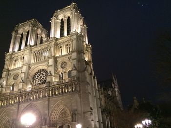 Low angle view of church at night