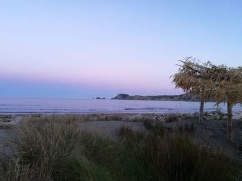 Scenic view of sea against clear sky