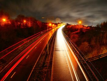 Light trails on highway at night