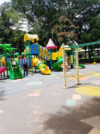 View of swing ride in park