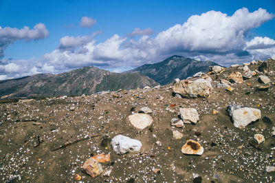 Scenic view of rocky mountains against sky