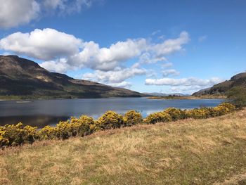 Scenic view of lake against sky