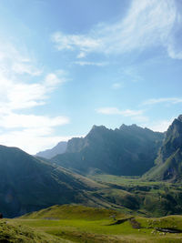 Scenic view of mountains against sky