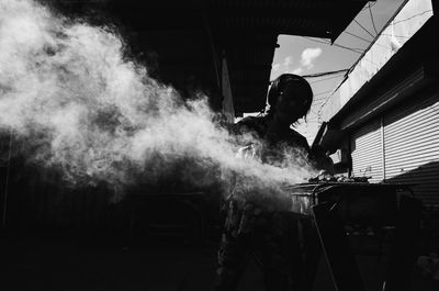 Man working on vehicle