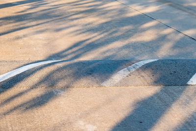 High angle view of shadow on street