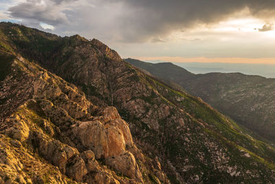 Mount lemmon in tucson, arizona. rocks illuminated by sunset.