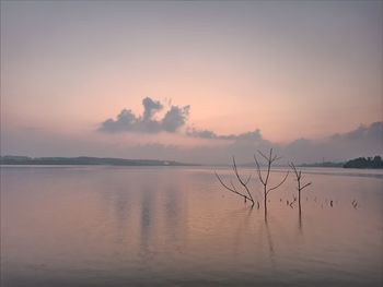 Scenic view of sea against sky during sunset