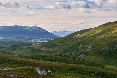 Scenic view of mountains against sky