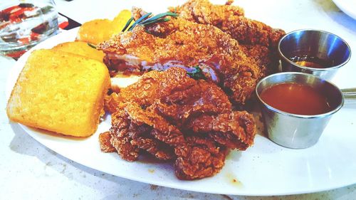 Close-up of served food