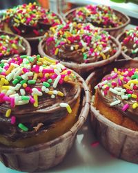 Close-up of cupcakes on table