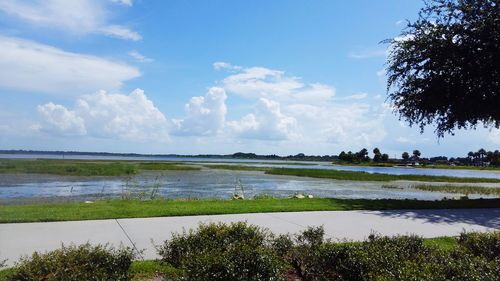 Scenic view of lake against sky