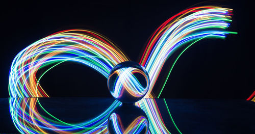 Multi colored light painting against black background