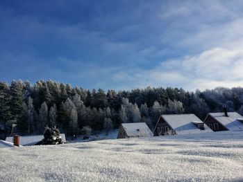 Scenic view of snow covered landscape