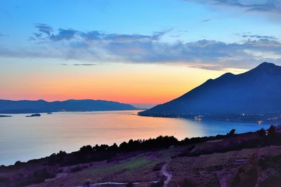 Scenic view of sea against sky during sunset