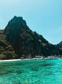 Scenic view of sea against clear sky