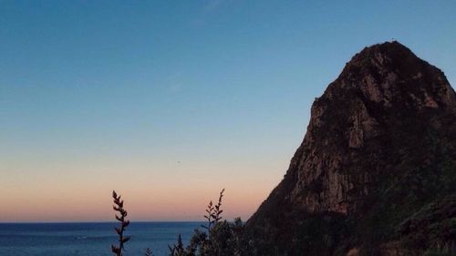 Scenic view of sea against clear sky