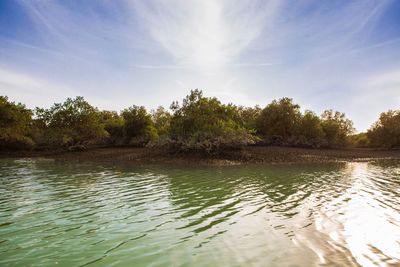 Scenic view of lake against sky