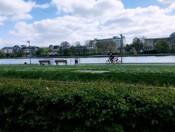 Scenic view of park against sky