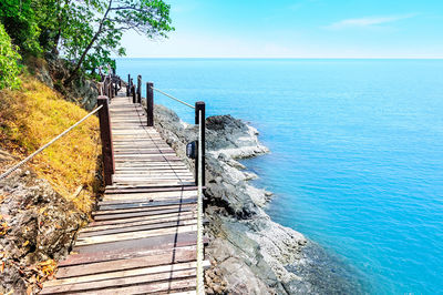 Jetty on sea against sky