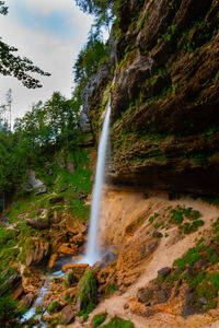 Scenic view of waterfall