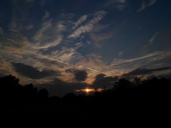 Silhouette trees against sky during sunset