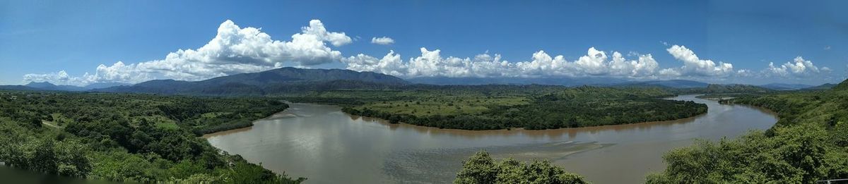 Panoramic view of lake against sky