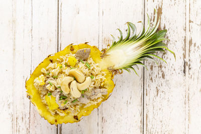 Close-up of pineapple on table