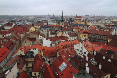 High angle view of townscape against sky