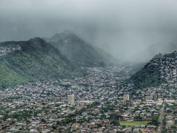 High angle view of buildings in city