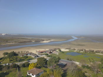 Scenic view of sea against clear sky