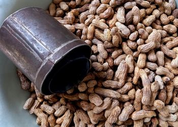 High angle view of coffee beans