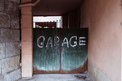 Text on old door of building