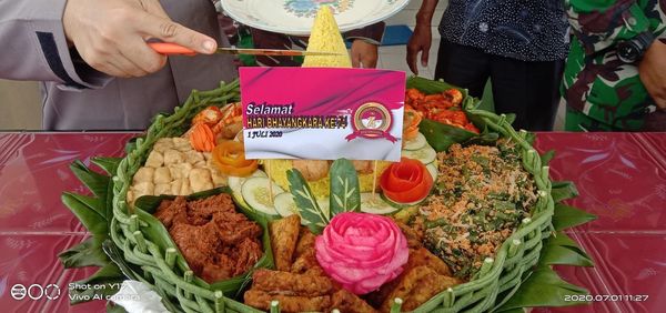 High angle view of food on table at market stall