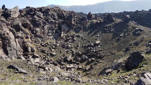 Panoramic view of rock formation on land