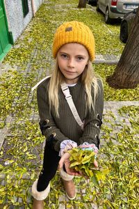 Portrait of cute girl with flowers