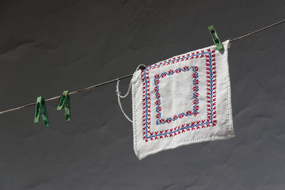 Textile drying on clothesline