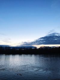 Scenic view of lake against sky at sunset