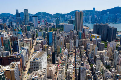 Aerial view of modern buildings in city