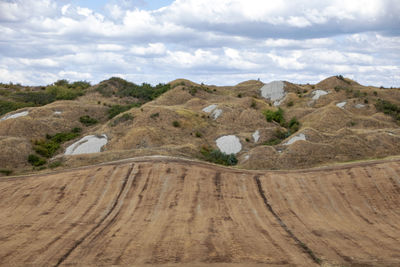 Scenic view of arid landscape against sky