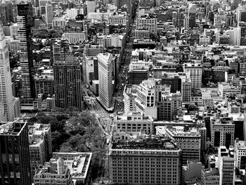 High angle view of buildings in city